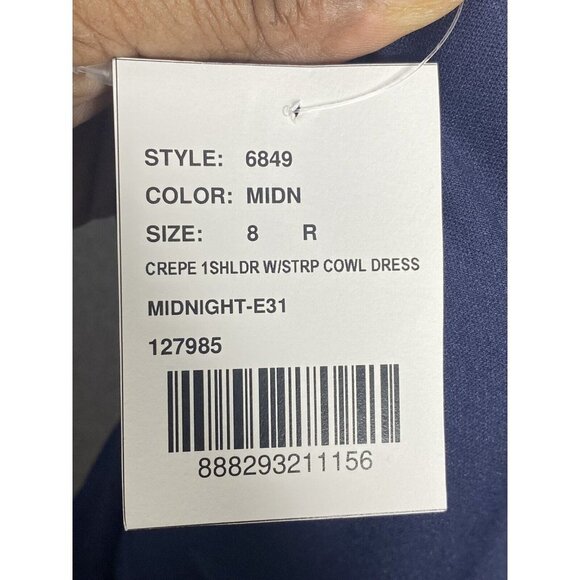 After‎ Six One-shoulder Draped Cowl-neck Maxi Dress In Midnight Navy Size 8 - Picture 9 of 11